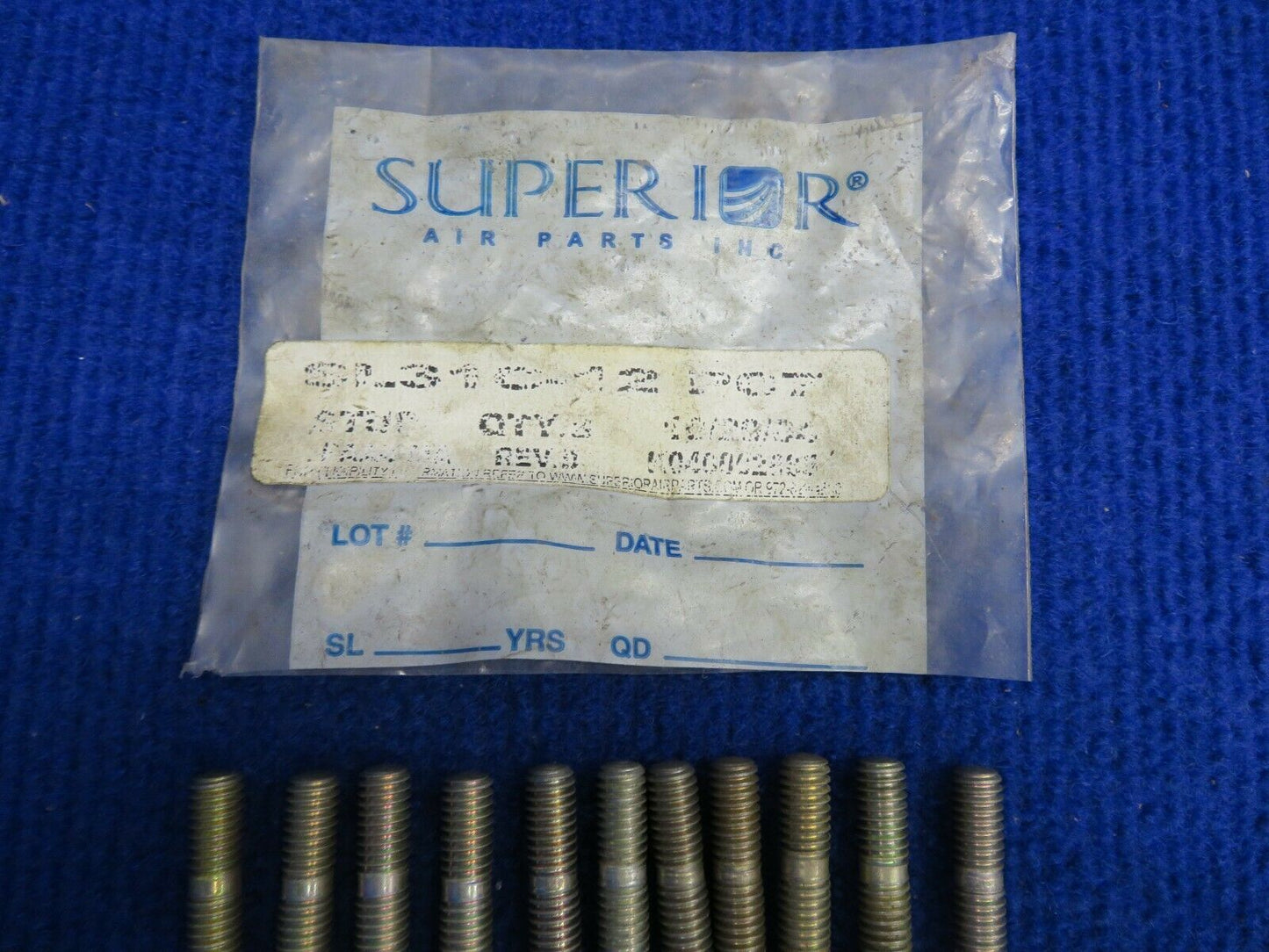 Stud 5/16" Diameter Coarse Thread LOT OF 21 NOS P/N SL31C-12 P07 (0222-650)