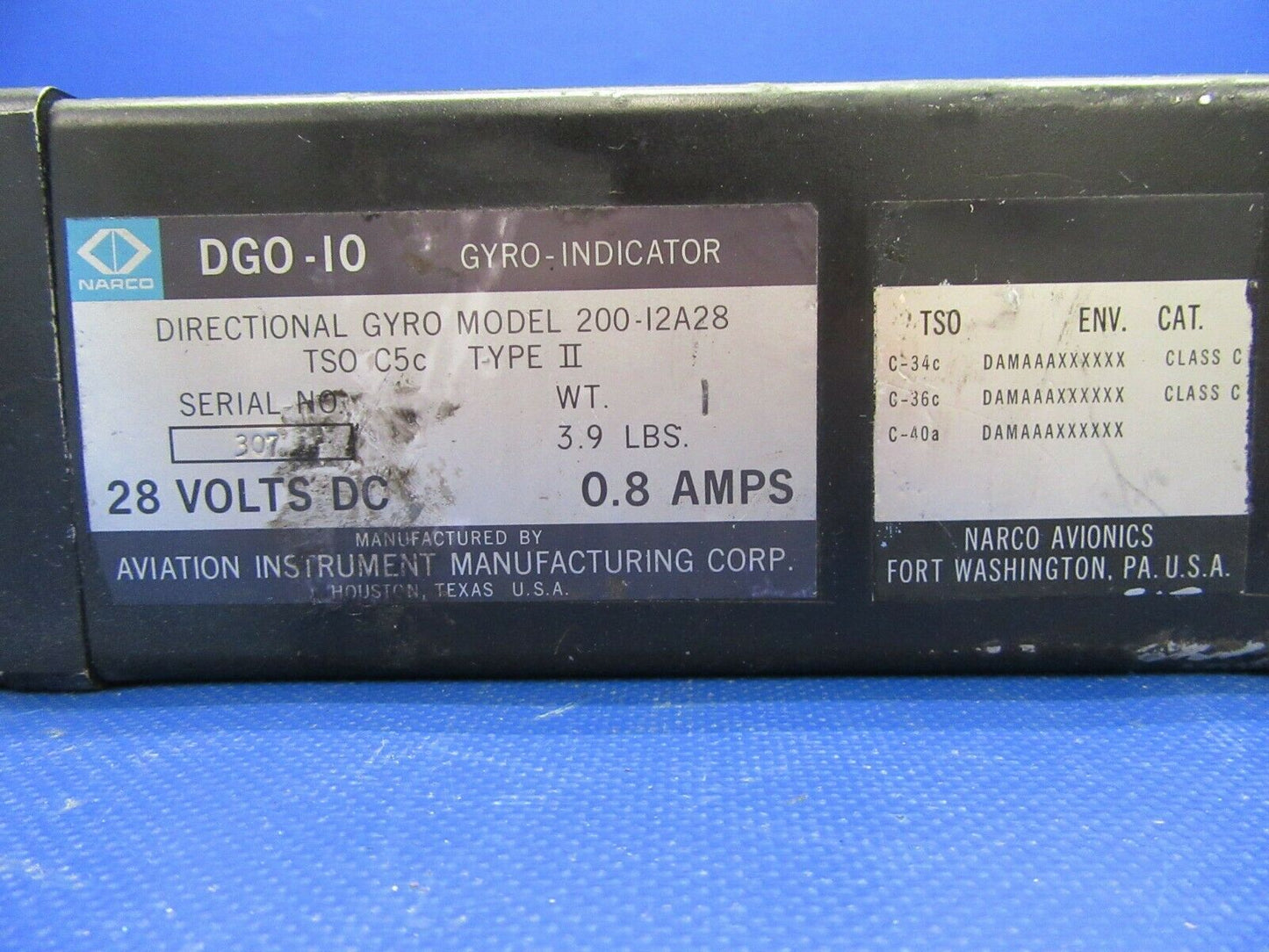 Narco DGO-10 Gyro Indicator w/ Converter 28V 200-12A28 (1021-440)