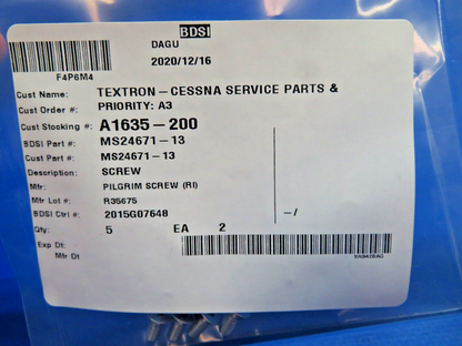 McCauley Propeller Screw LOT OF 25 w/ 8130 NOS (0323-671)