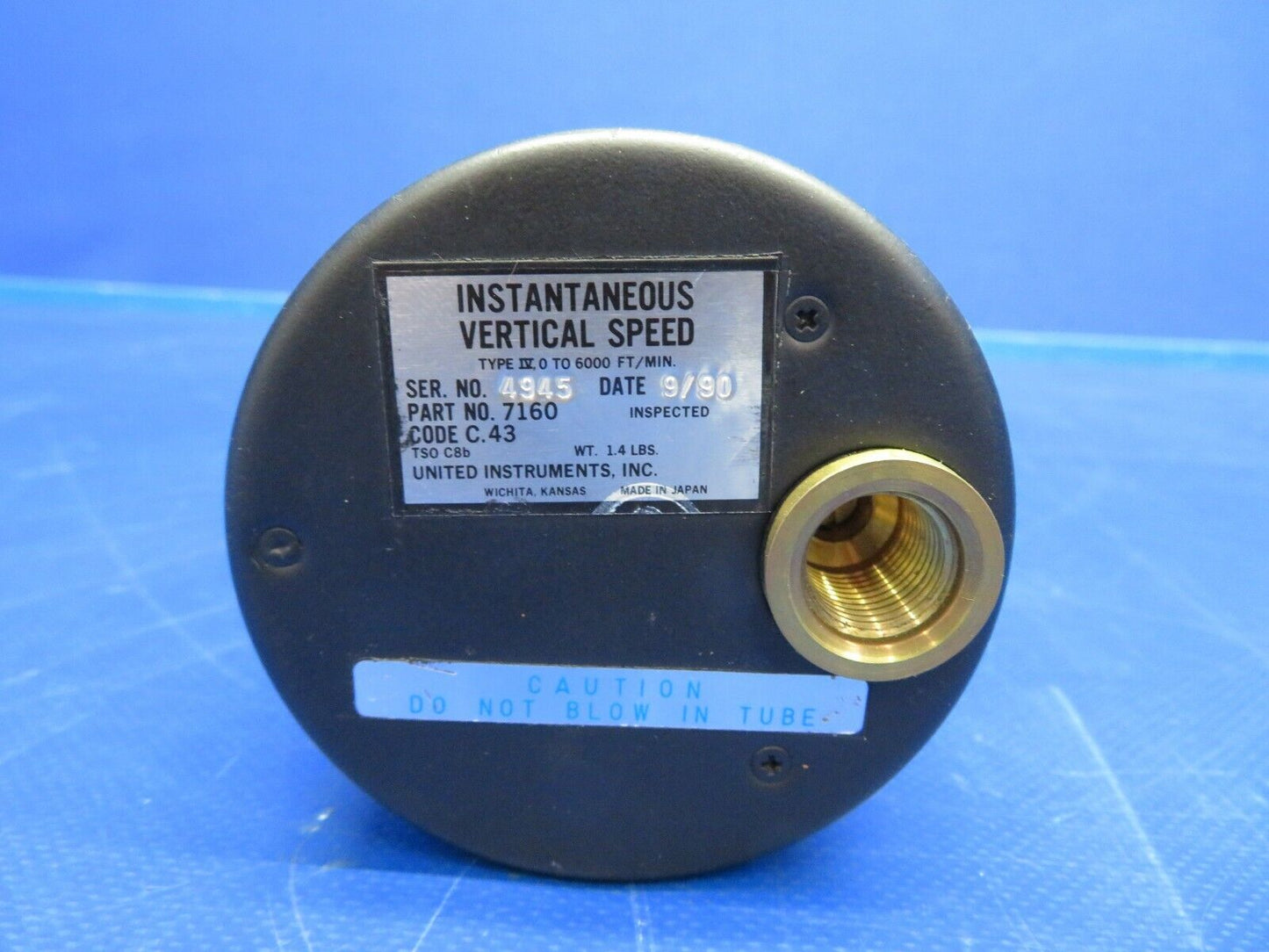United Instruments Instantaneous Vertical Speed P/N 7160 C.43 (0720-489)