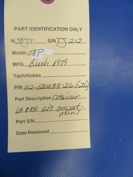 Beech Baron 58P Retainer AFT Compartment LH & RH P/N 102-530033-25 (0318-296)
