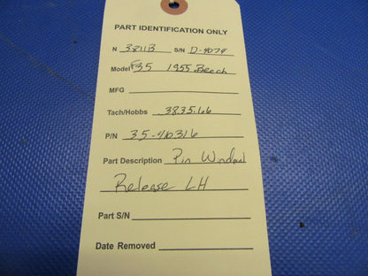 Beech F35 Pin Window Release LH P/N 35-410316 (1021-414)
