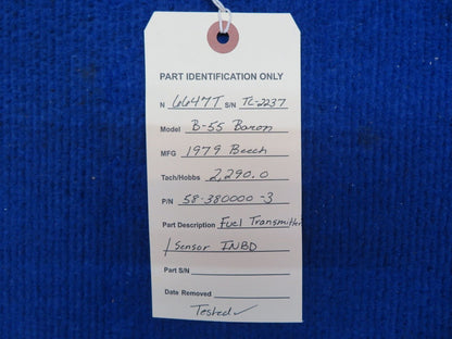 Beech B-55 Baron Fuel Transmitter / Sensor INBD 58-380000-3 / Tested (0822-616)