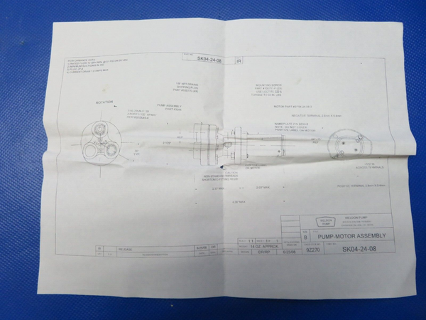 Weldon Pump Pump Motor Assy De-Ice P/N SK-06-19-09 (0224-220)