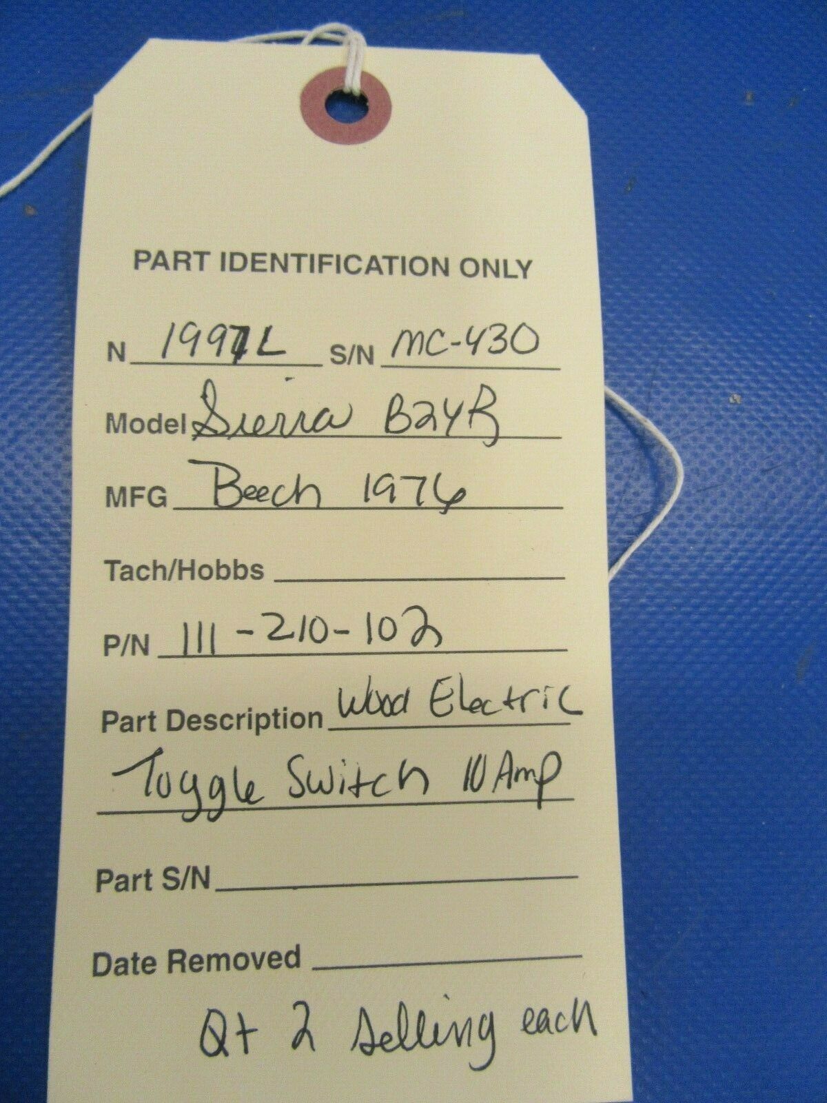 Beech Sierra B-24R Wood Electric Circuit Breaker 10 Amp 11-210-102 (0719-170)