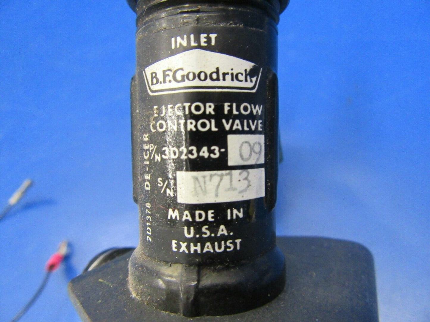 Piper Seneca BF Goodrich Ejector Flow Control Valve P/N 3D2343-09 (0220-218)