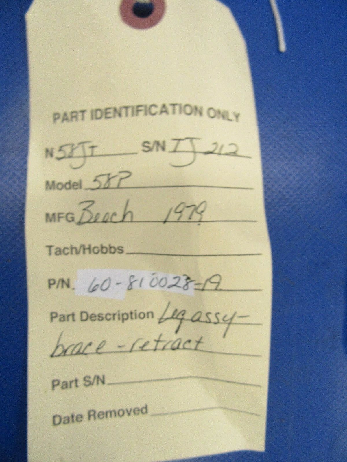 Beech Baron 58P Leg Assy Brace Retract P/N 60-810028-21 (0618-135)