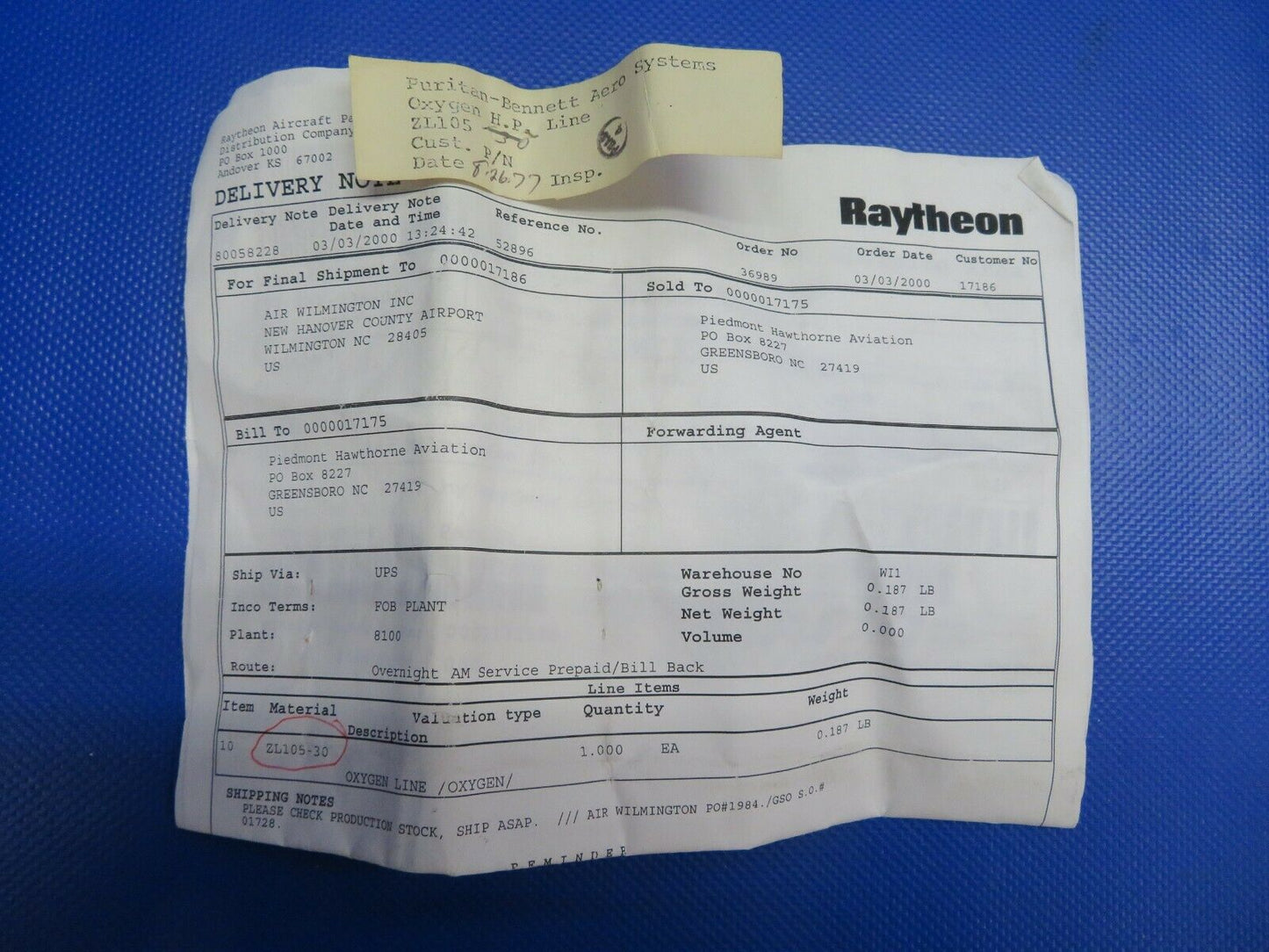 Puritan Bennett Oxygen HP Line P/N ZL105-30 NOS (1220-109)