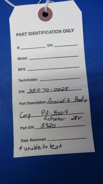 Aircraft Radio Corp. PA-500A Actuator 28V P/N 35070-0028 (0523-825)