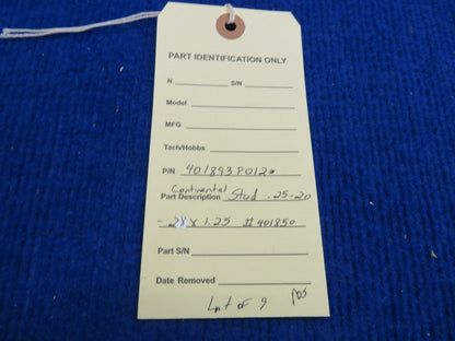 Continental Stud .25-20-28 X 1.25 # 401850 LOT OF 9 NOS 401893P012 (0222-646)