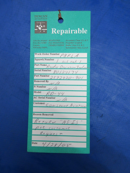 Sperry Radio RD-44 Deviation Indicator  P/N 2592920-901 CORE (1023-972)