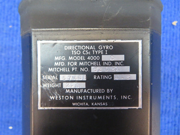 Weston Instruments Mitchell Directional Gyro P/N 52D54 CORE (0622-539)