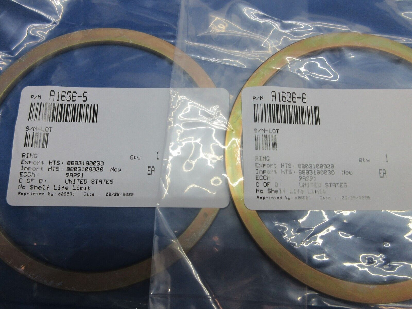 McCauley Threaded Propeller Ring w/Paperwork LOT OF 2 P/N A1636-6 NOS (0523-416)