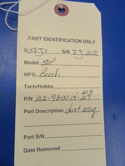Beech Baron 58P Duct Assy P/N 102-980013-27 (0318-205)