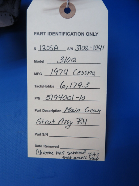 Cessna 310 / 310Q Main Gear RH Strut Assy P/N 5194001-10 (0923-398)