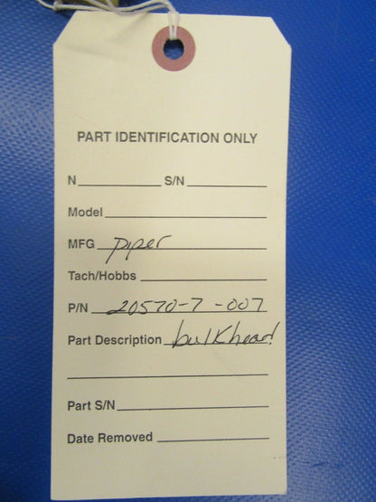 Piper Bulkhead P/N 20570-7, 20570-007 (0918-292)