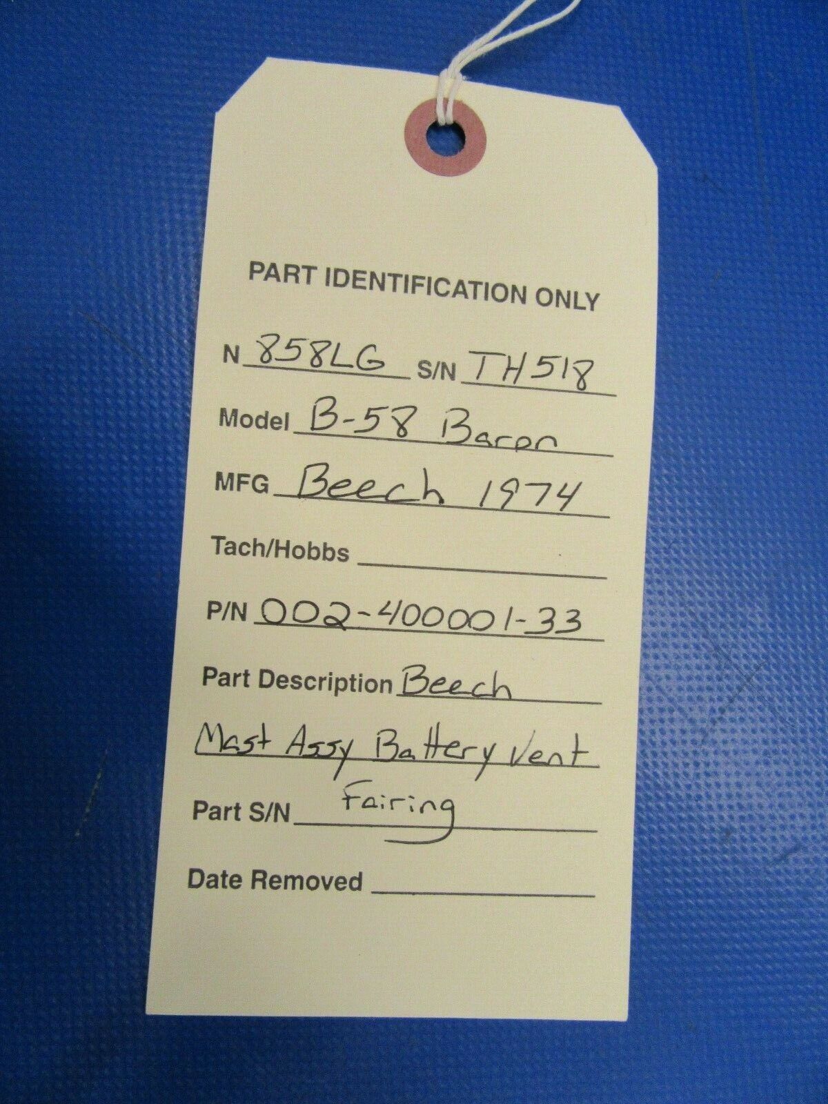 Beech Mast Assy Battery Vent Fairing P/N 002-400001-33 (0519-195)