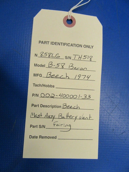 Beech Mast Assy Battery Vent Fairing P/N 002-400001-33 (0519-195)