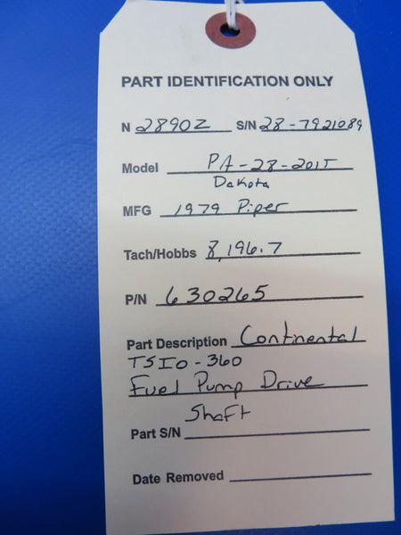 Piper Continental TSIO-360 Fuel Pump Drive Shaft P/N 630265 (1022-351)