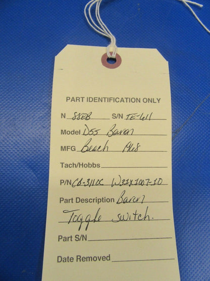Beech Baron D55 Toggle Switch P/N CB-311OC W31X1007-10 (1217-124)