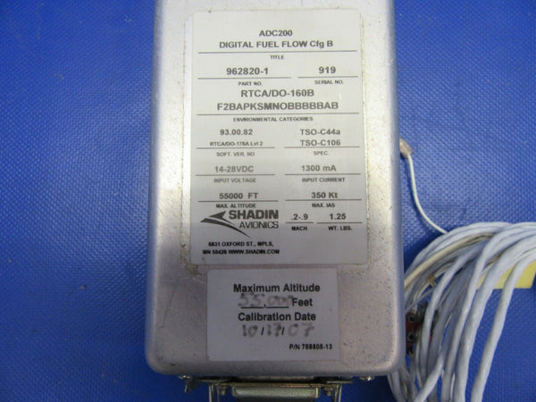 Shadin ADC200 Digital Fuel Flow Computer 14V/28V P/N 962820-1 Warranty(0721-313)