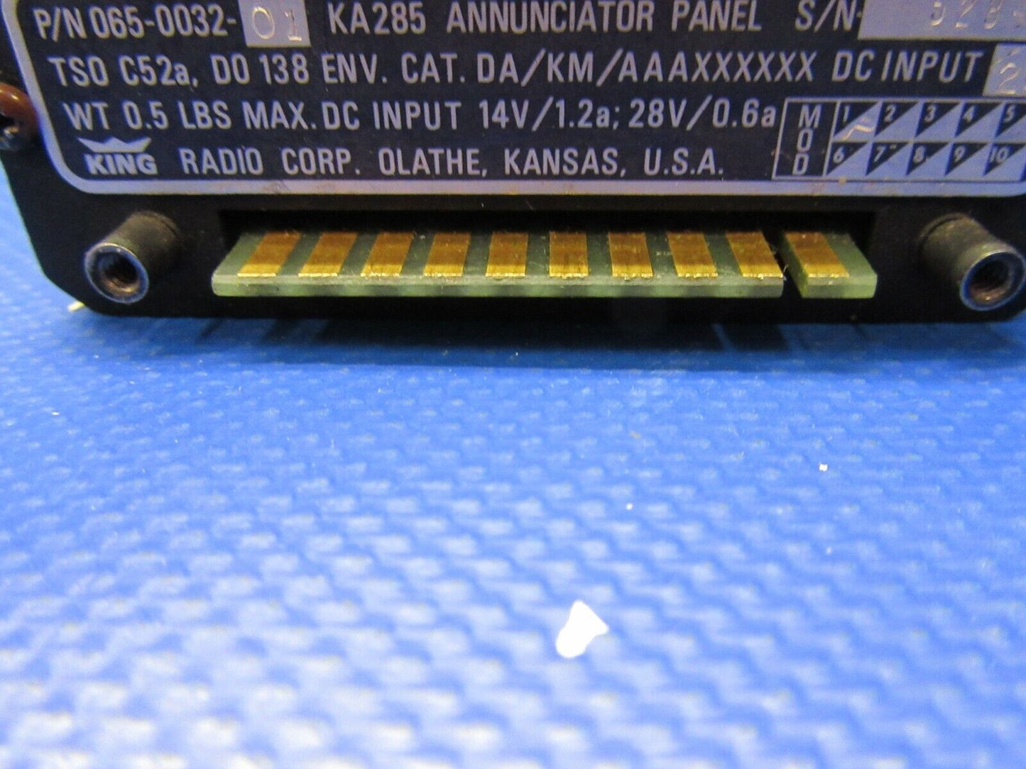 King KA 285 Annunciator Panel 14V-28V P/N 065-0032-01 (0321-495)