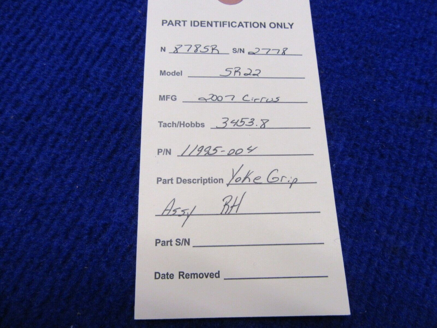 Cirrus SR-22 Yoke Grip Assy RH P/N 11995-004 (0122-301)