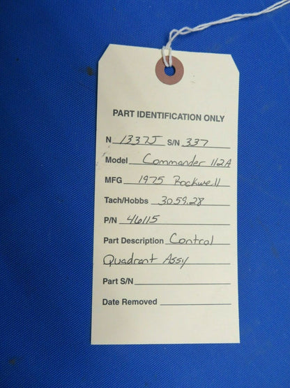 Rockwell Commander 112A Control Quadrant Assy P/N 46115 (1020-339)