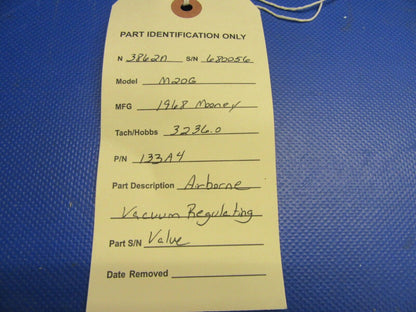 Mooney Airborne Vacuum Regulating Valve P/N 133A4 (0921-365)