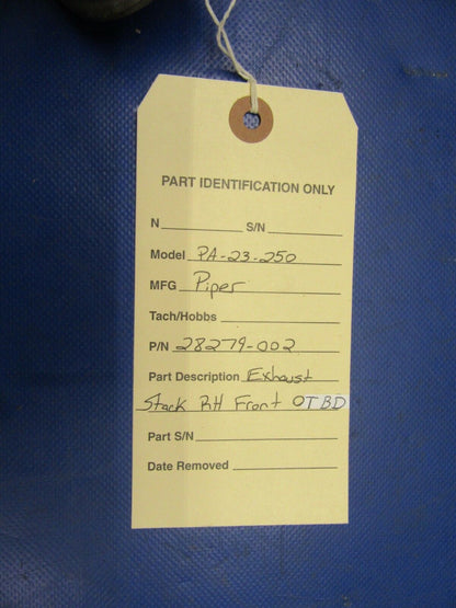 Piper PA-23-250 Exhaust Stack RH Forward OTBD P/N 28279-02 (0720-118)