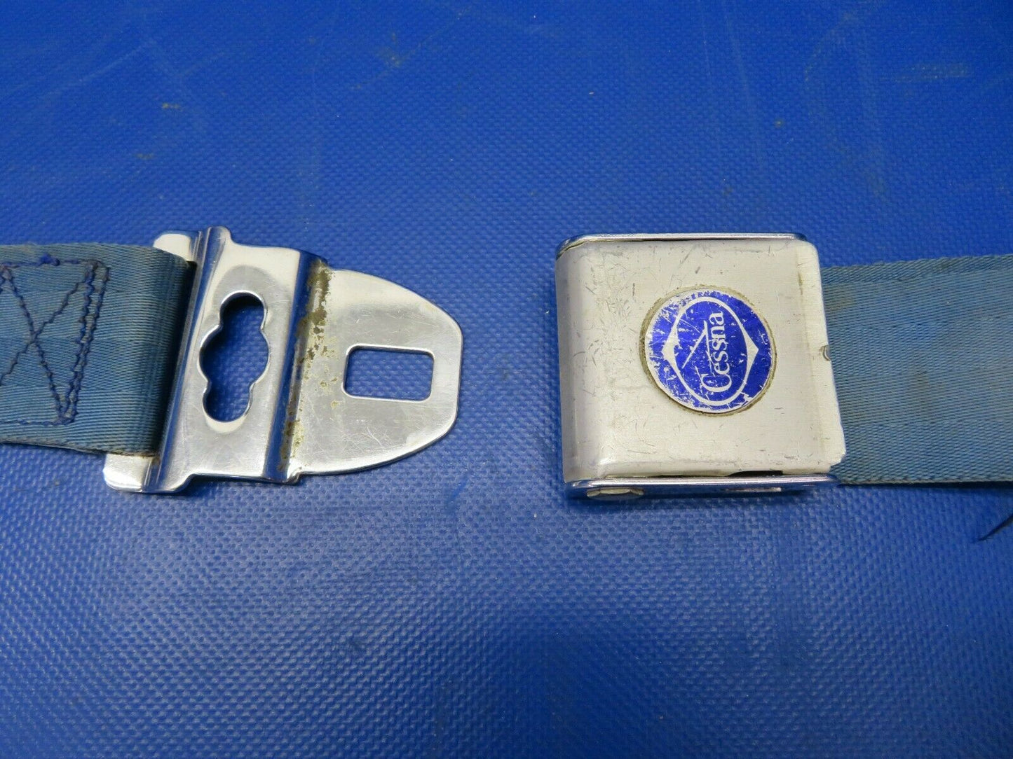 Cessna 170 Pilot Seat Belt w/ Cessna Emblem Royal Blue P/N CM4027-23 (0721-884)