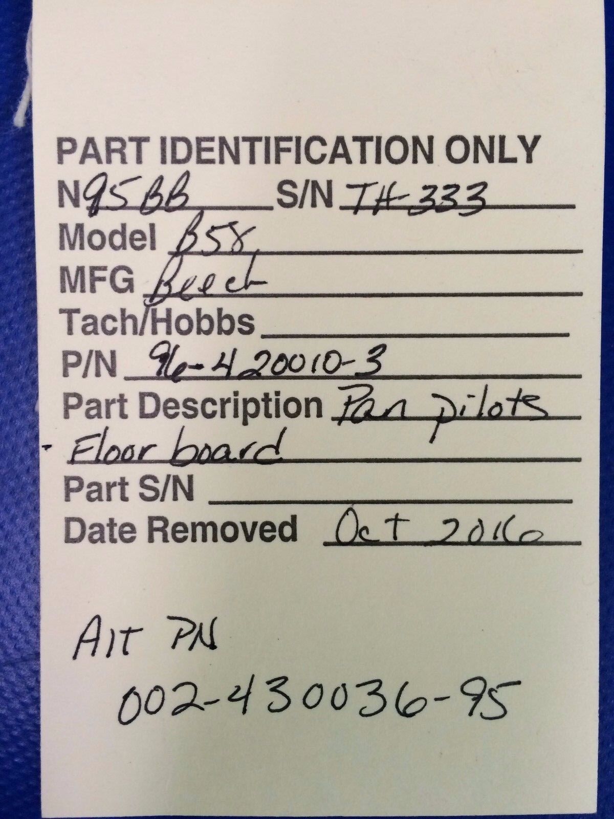 Beech Baron 58 Pan - Pilots Floor Board P/N 96-420010-3 (1116-54)
