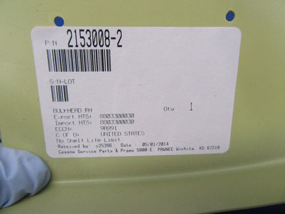 Cessna P210 Bulkhead AFT RH P/N 2153008-2 NOS (0119-63)