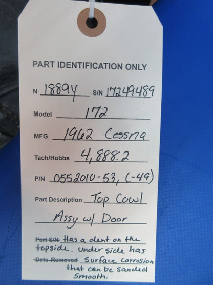 1962 Cessna 172 / 172C Top Cowl Assy w/ Door P/N 0552010-53 (0723-156)