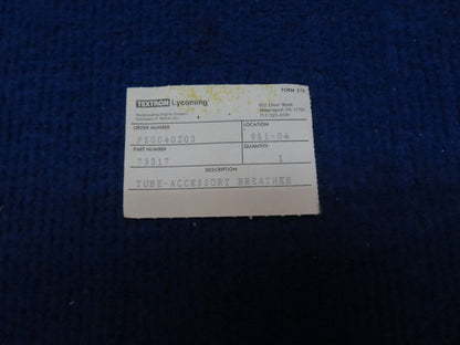 Lycoming Breather P/N 73317 NOS (0622-369)