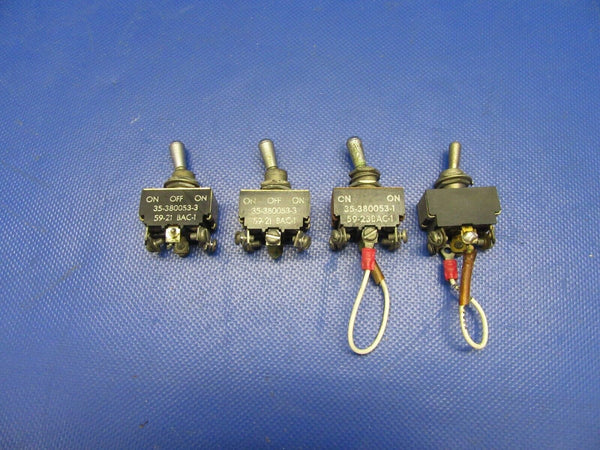 Beech Baron 95-B55 Toggle Switch P/N 380053-1, 380053-3 LOT OF 4 (1121-354)