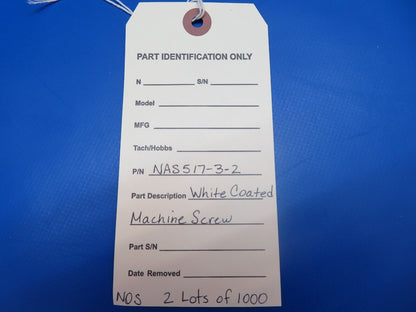 White Coated Machine Screw P/N NAS517-3-2 LOT OF 1000 NOS (1022-513)