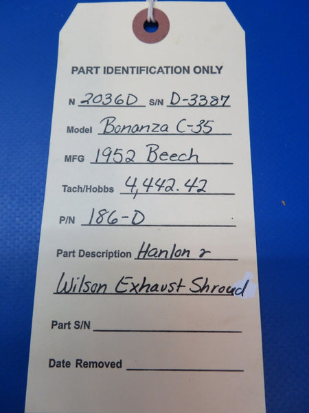 Beech C-35 Bonanza Hanlon & Wilson Exhaust Shroud P/N 186-D (1122-170)