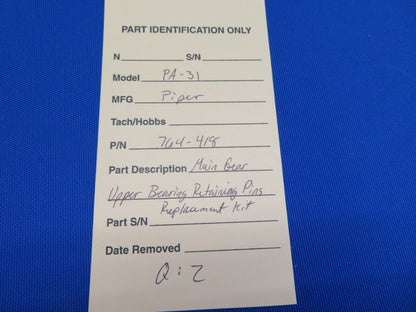 Piper Main Gear Upper Bearing Retaining Pins Replace Kit 764-418 NOS(0820-321)