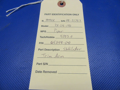 Piper PA-28-140 Stabilator Trim Arm P/N 65248-00, 65248-000 (0621-316)