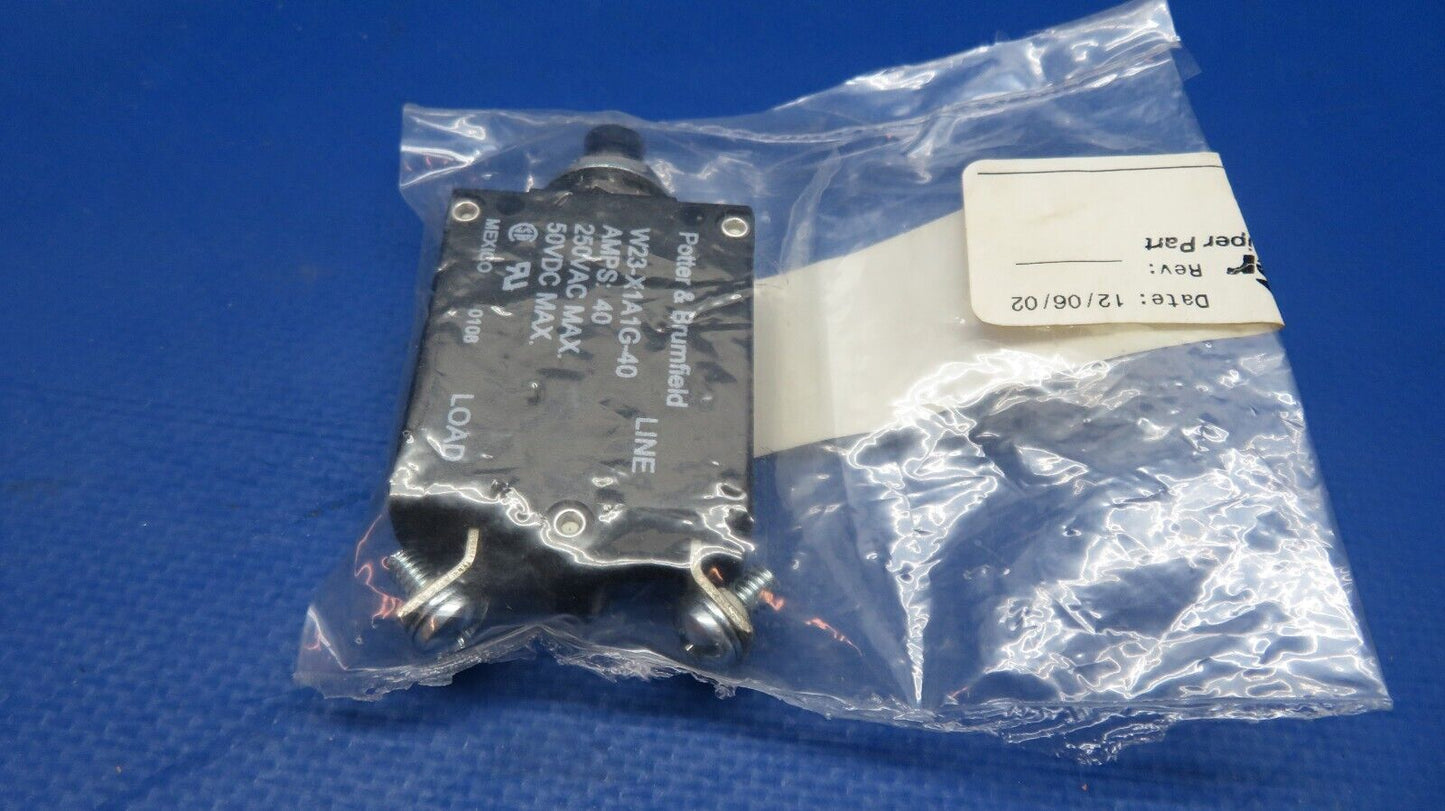 Piper  Potter & Brumfield 40 AMP W23-X1A1G-40 Circuit Breaker NOS (0523-133)
