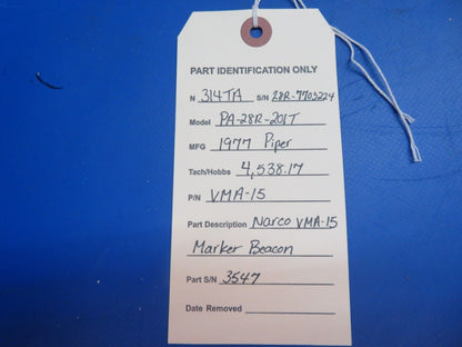 Piper PA-28R-201T Narco VMA-15 Marker Beacon P/N VMA-15 (1122-808)