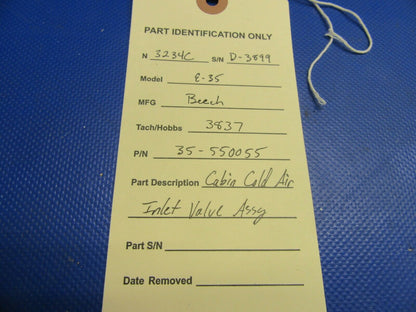 Beech E-35 Bonanza Valve Cabin Cold Air Inlet P/N 35-550055 (0821-583)