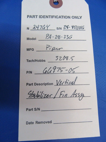 Piper PA-28-236 Dakota Vertical Stabilizer / Fin Assy P/N 66975-05 (0323-200)