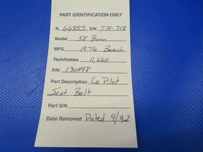 Beech 58 Baron Co-Pilot Seat Belt P/N 130798 (0521-712)