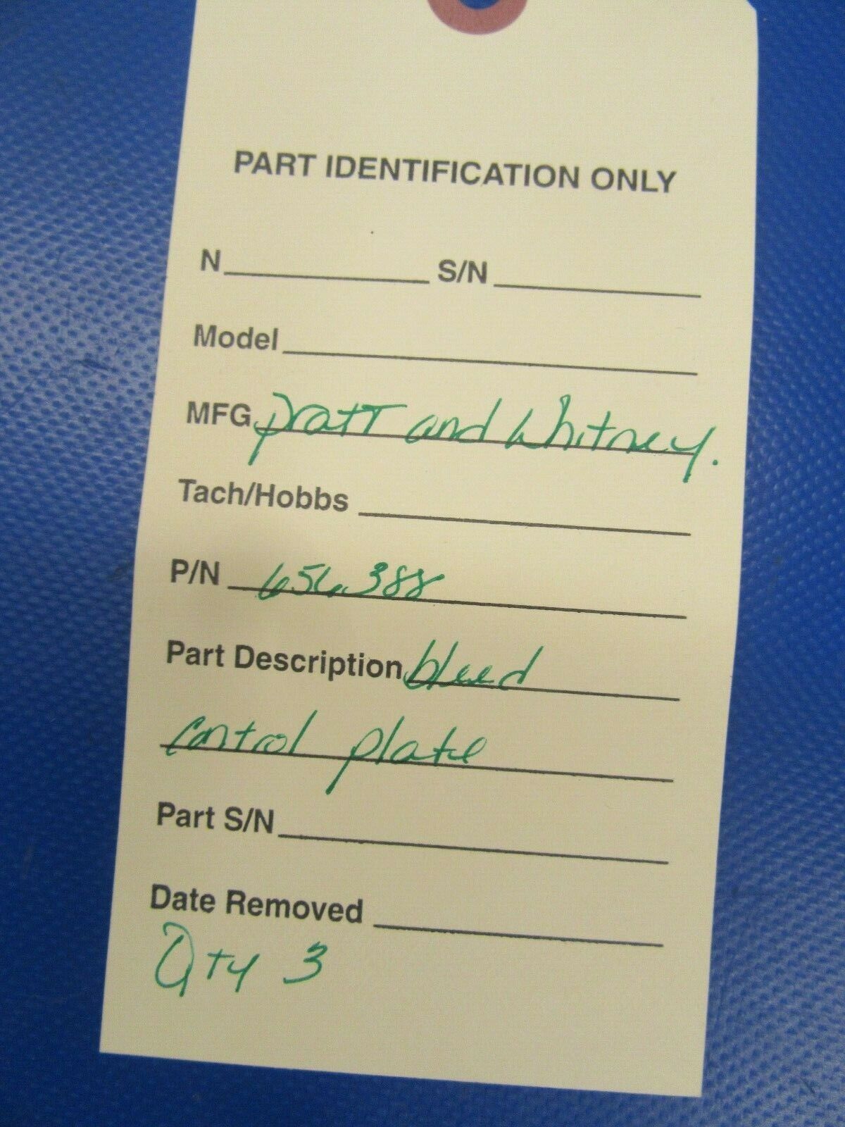 Pratt & Whitney Bleed Control Plate 656388 NOS (0519-09)