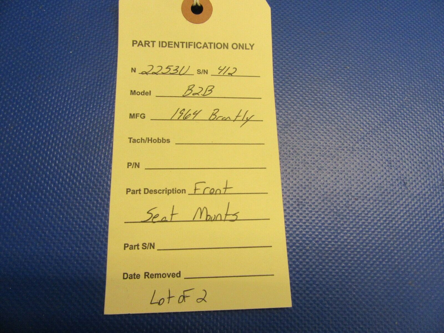 Brantly B2B Front Seats Mounts Lot of 2 (0921-512)
