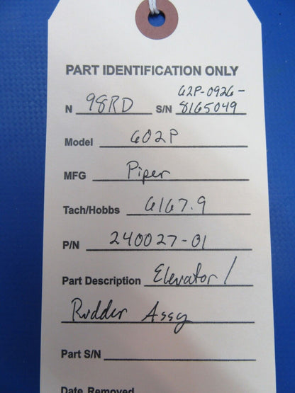 Piper Aerostar 600 601 601P & 602P Elevator / Rudder P/N 240027-01 (1022-203)