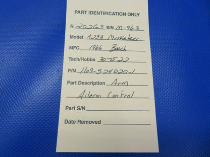 Beech A23A Musketeer Arm Aileron Control P/N 169-524020-1 (0621-870)