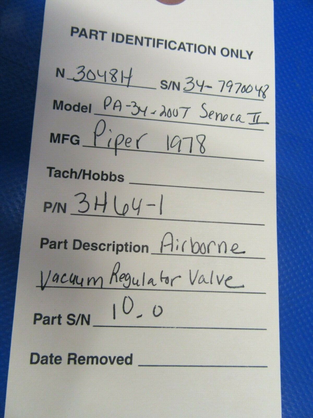 Piper Seneca II Airborne Vacuum Regulator Valve P/N 3H64-1 (1119-221)